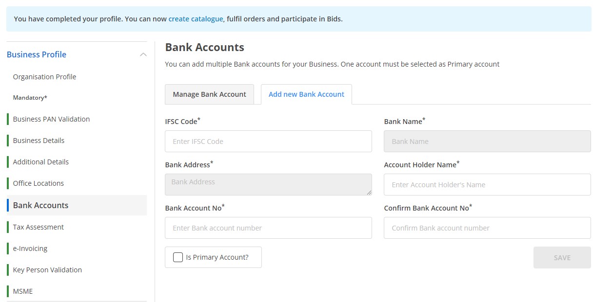 Add New Bank Account