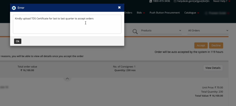 Unable to accept order