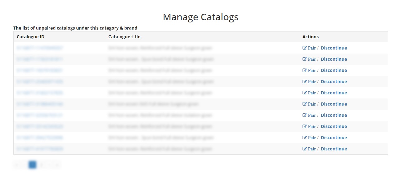 Manage Unpaired Catalogs