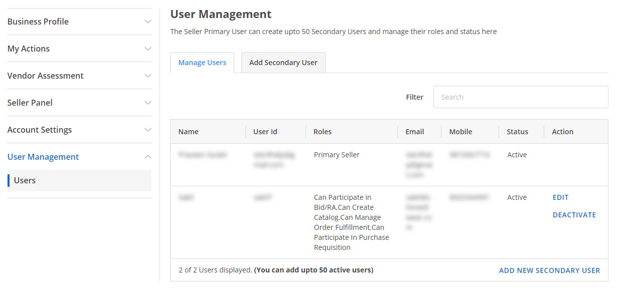 Manage Users
